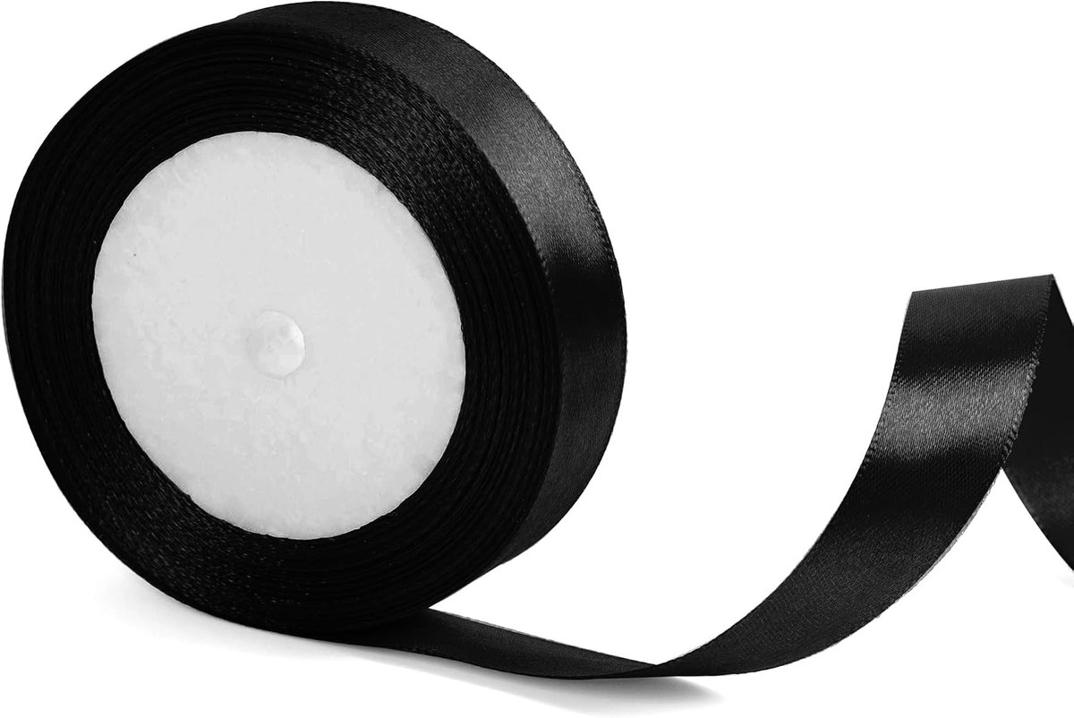 20 mm breed zwart lint voor cadeauverpakking 22 meter, zwart Halloween zijden lint voor cadeauverpakking, Halloween taart haaraccessoires strik boeket knutseldecoratie