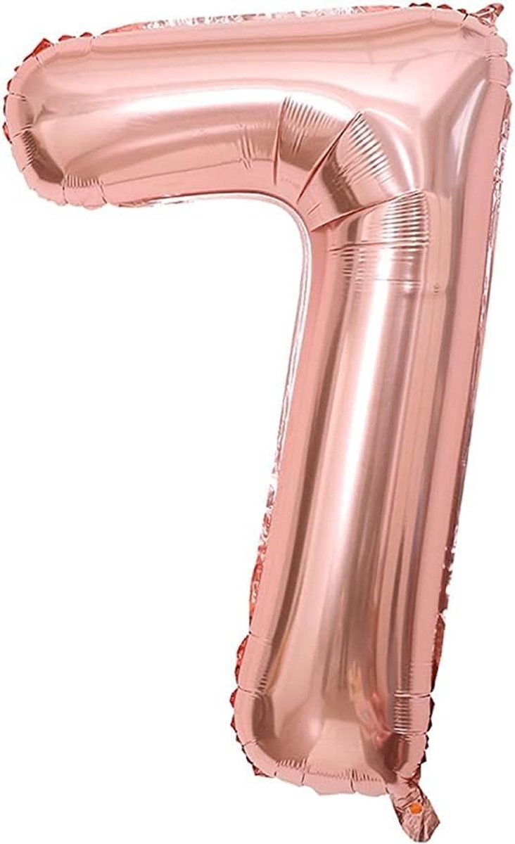 Ballon voor verjaardag 7 jaar, roodgoud, 101 cm ballon met cijfer 7, roségoud, decoratie verjaardag 7 jaar, decoratie voor feest, vliegt dankzij helium.
