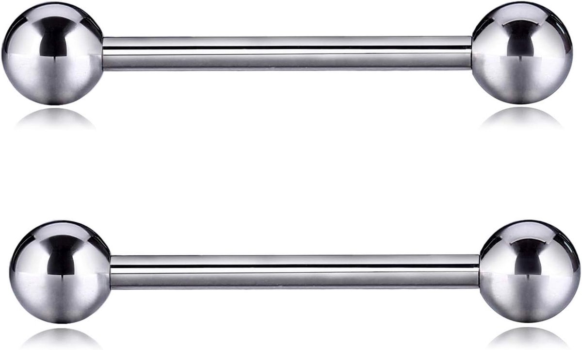 hengkaixuan 1 Paar Sieraden G23 Titanium Tepelringen 12G 14G 16G Tepelstaven Zilver Goud Barbell Intern Schroefdraad Gebogen Barbell Wenkbrauwringen Brug Tong Ringen voor Vrouwen Meisjes