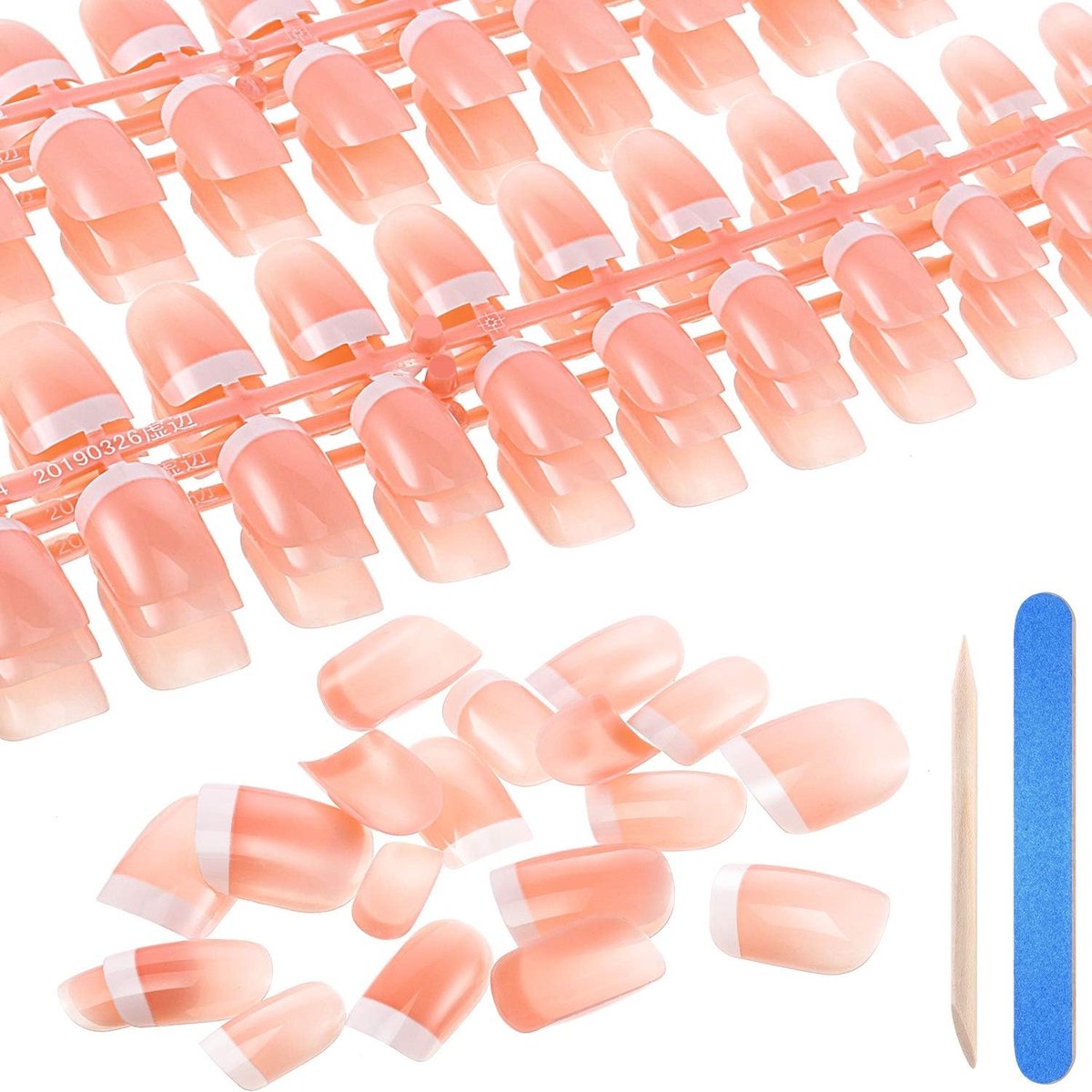 360 Stuks Franse Valse Nagels Kunstnagels Roze Wit Frans Nep Nagel Tips Kit 12 Maten Volledige Cover met Nagel Bestanden en Stick voor Nagel Art Salon DIY Decoratie
