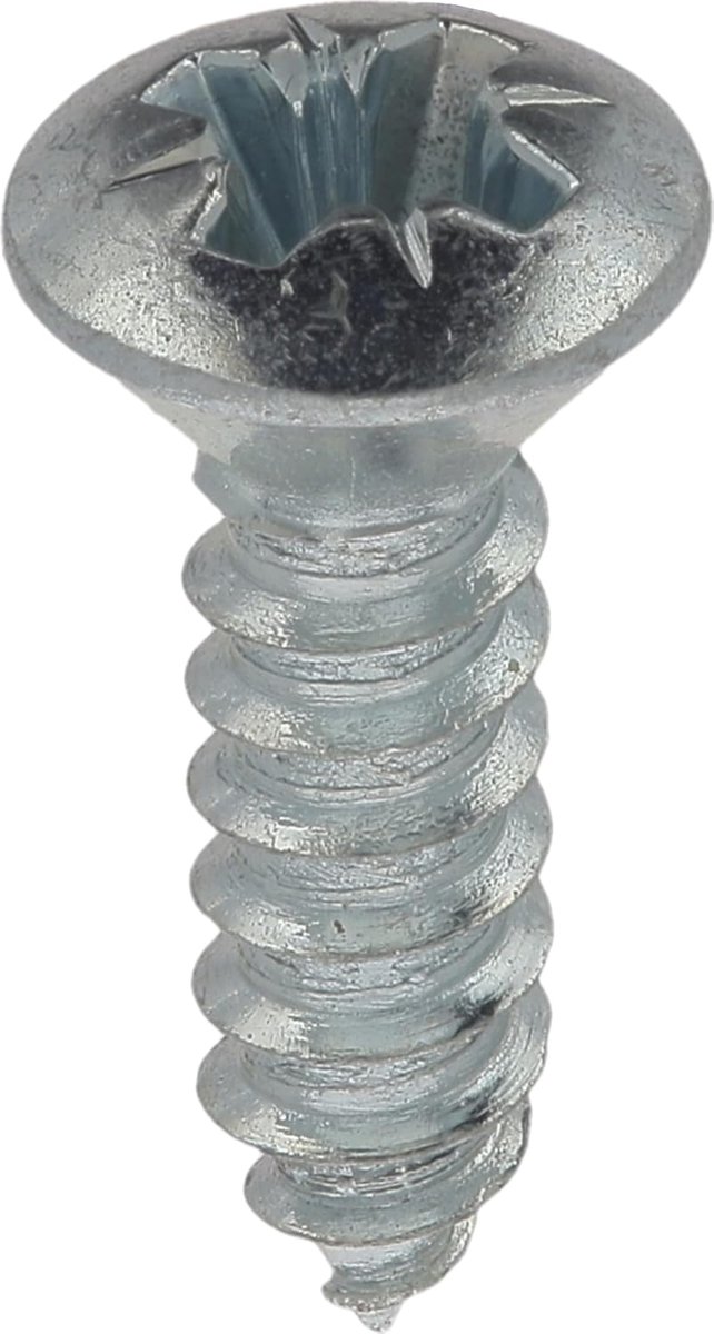 verzonken kop, gewelfd, Pozidrive, 4,2 mm x 16 mm, DIN 7983, zink, wit, 50 stuks