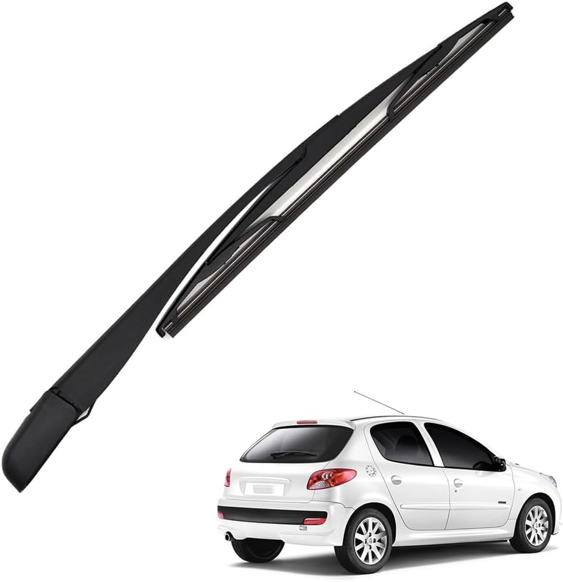 achterruitenwisser zwart, vervanging achterruitenwisserarm achter + ruitenwisserset compatibel met Peugeot 206 1998-2009