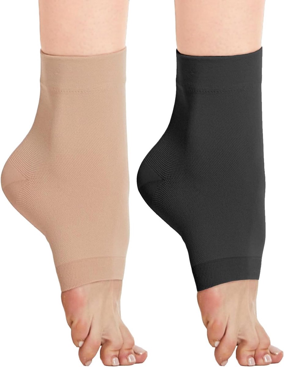 2 Paar Enkelbrace met Geïntegreerde Compressiekous - Klasse 2 (20-30 mmHg), Voor oedeem, Plantaire Fasciitis, Verstuikingen, Neuropathie en Sport, Compression Socks