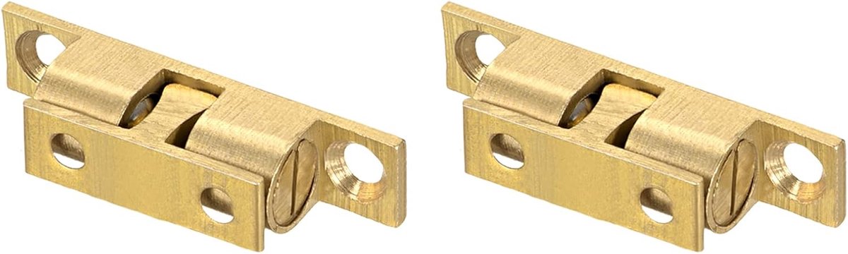 Sloten (35 mm x 7,8 mm x 10 mm) 2 stuks messing dubbele kogelvangers - voor huis keuken schakelkast kastdeur goudkleurig