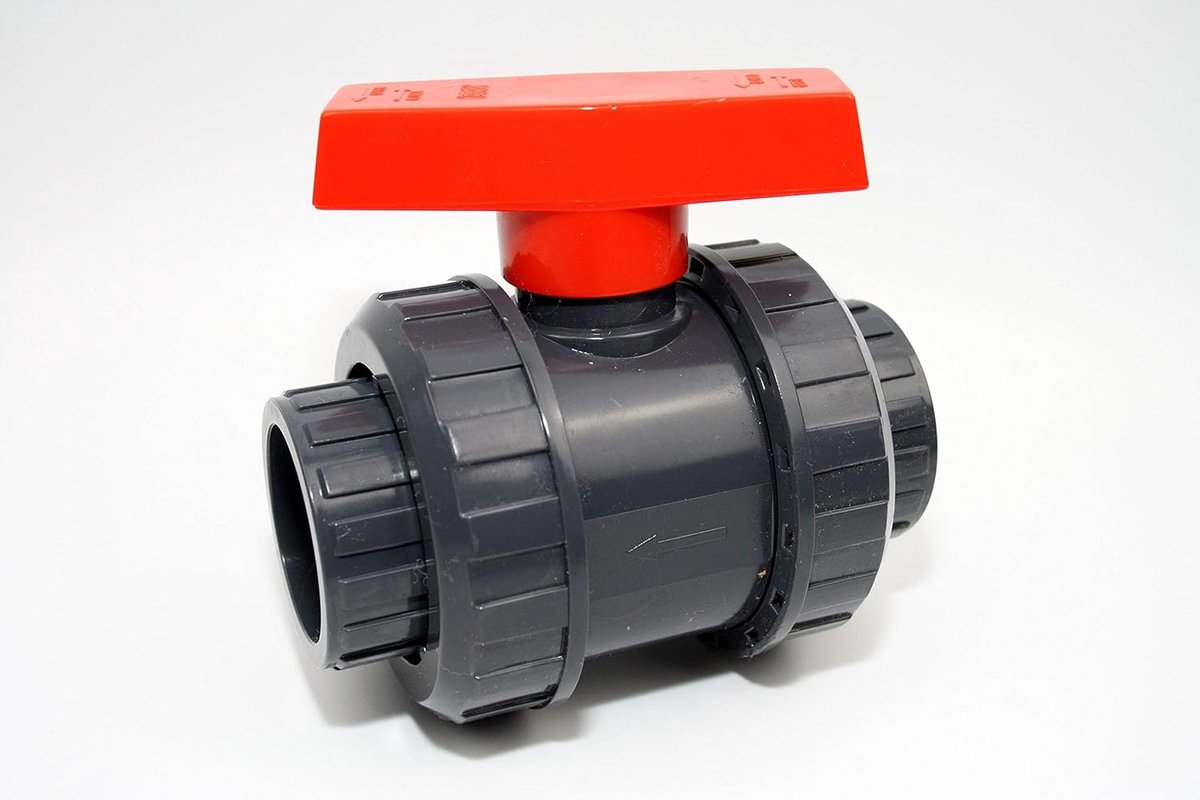 kogelkraan 63mm met 2 x kleefmof van PVC - U 10 bar DIN 8063