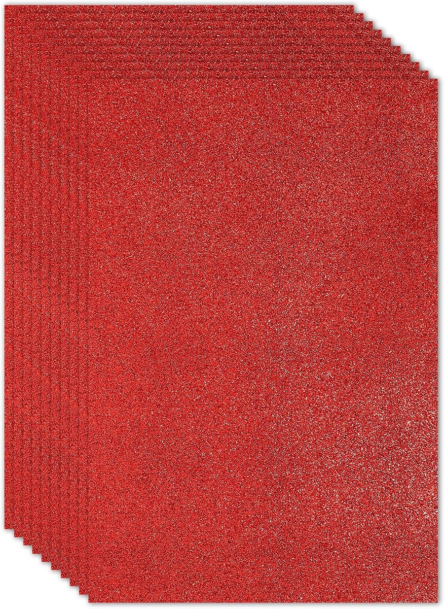 2 mm glitterschuimvel, 10 vellen 28 x 20 cm, A4 rood, sprankelend EVA-papier, glitterviltjes voor knutselen, klaslokaal, prikbord, decoratie, scrapbooking doe-het-zelf cosplay kostuum