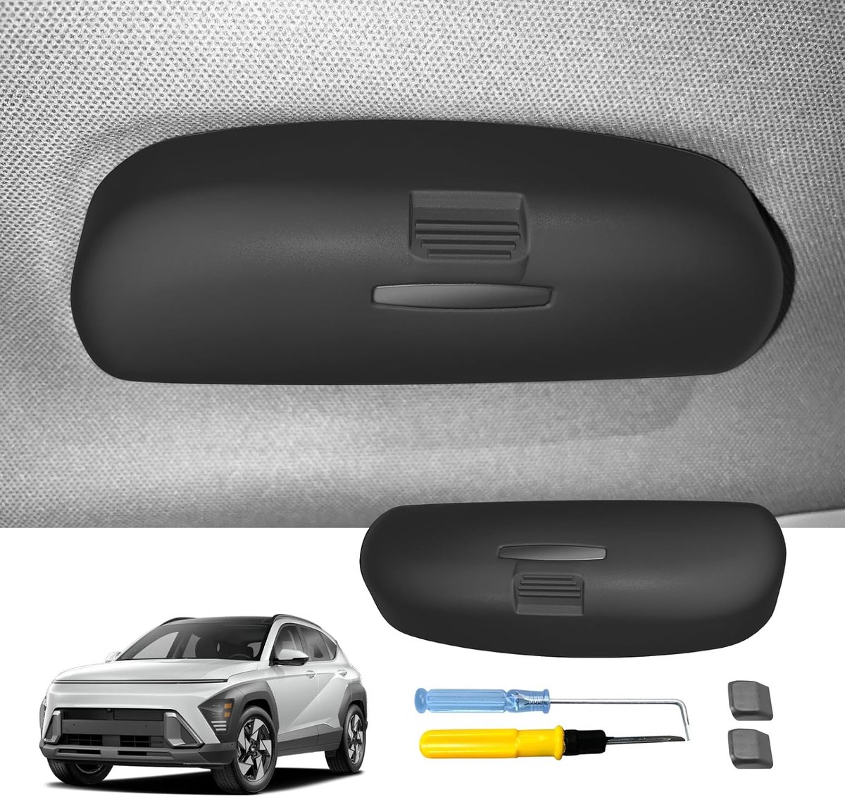 Zonnebrilhouder Box voor Kia Sportage NQ5/EV6/CEED CEEDX/K3/K5 DL3/Forte 2021-2024 2025 Brillen Opbergkoffer EV6 GT/GT Line Zonnebril Organizer voor Overhead Handgreep Accessoires (Donkergrijs)