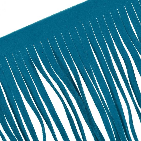 1 Iarda 10 cm franjes van PU-leer nappaleer afwerking dubbelzijdige naaien voor doe-het-zelf kleding handwerk decoratie rok, pauwblauw — afbeelding 2