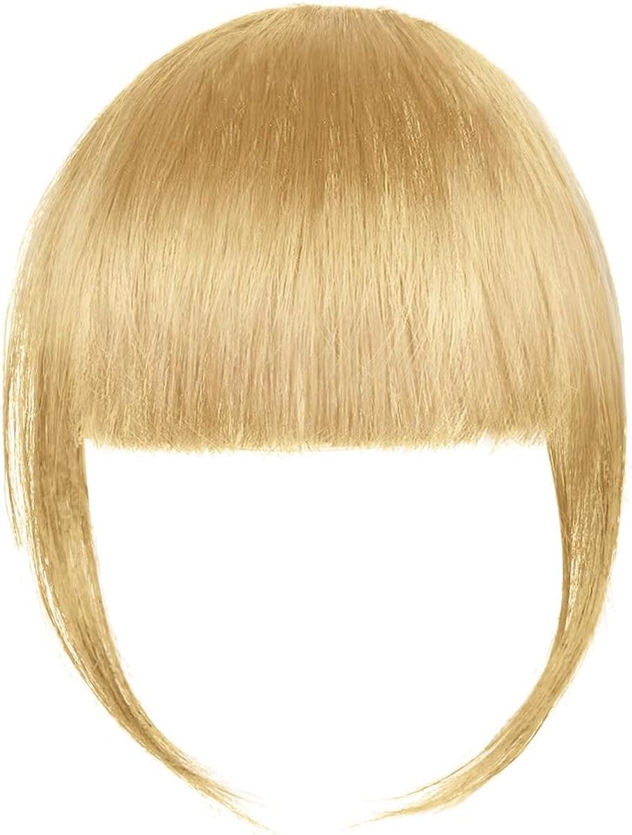 Clip in Bangs, 100% Echt Haar Pony Clip in Hair Extensions, Clip in Fringe Bangs, Temples Haarstukken met Gebogen Pony, Air Bangs Haar Clip voor Vrouwen,Asgoud