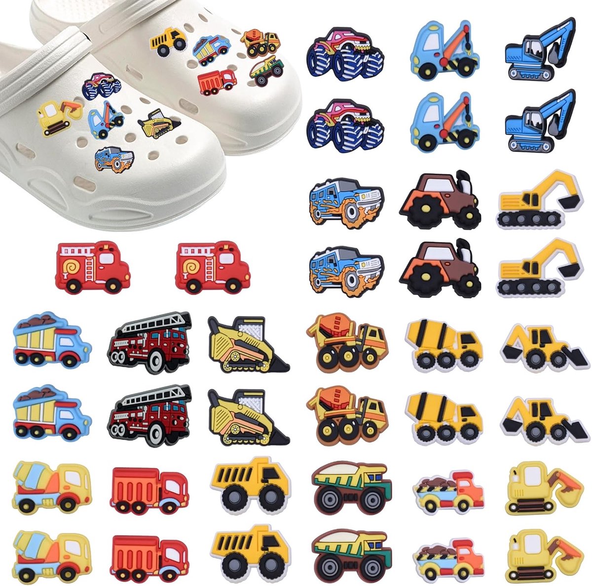 Bedels, graafmachine, pvc, schoensteker, kinderen, cartoon, schoendecoratie, clogs bedels, schoenhangers voor kinderen en volwassenen, feestjes, cadeau, PVC