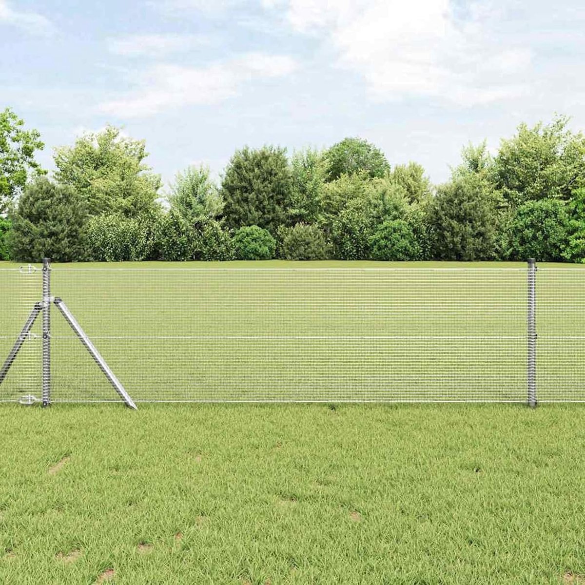 Gelaste draadomheining 0,6 x 50 m thermisch verzinkt staal, hekstangen gaashek draadomheining tuinhek voor binnenplaats kippenhok wilgenhek 42004953