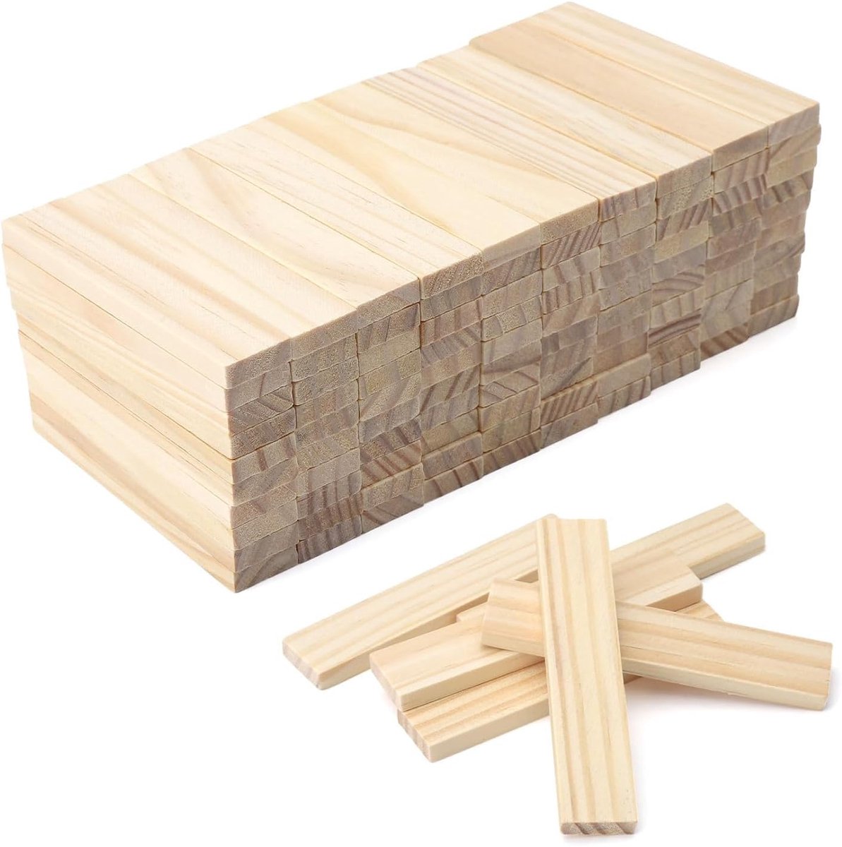 100 stuks knutselhouten blokken, 100 x 20 x 7 mm, houten bouwstenen, knutselblokken, houten latten, houten stokken, knutselen, hout voor doe-het-zelfprojecten en decoratie