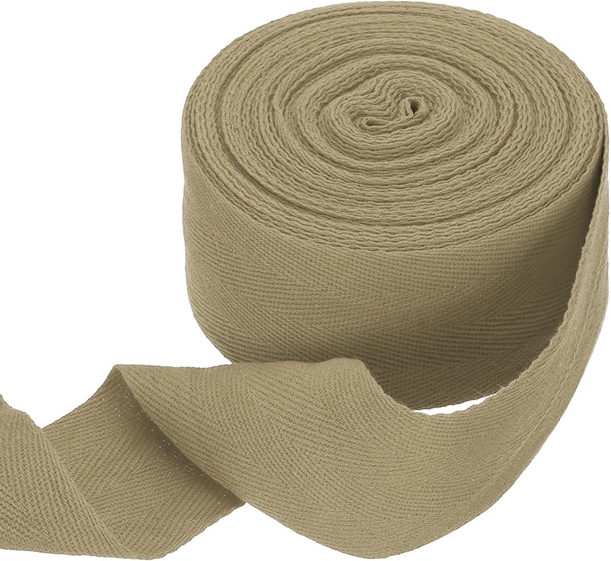 Katoenen Visgraatlint 50 mm x 10 meter chevron geweven band biasrol voor doe-het-zelf naaien geschenkverpakking, kaki