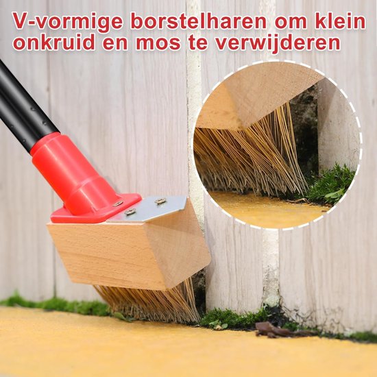 Lìon® Onkruidborstel - 3 Borstels - Borstel en Bladschraper - Onkruidverwijderborstel - Zwart/Rood - 12cm x 4cm x 135cm van Lion — afbeelding 4