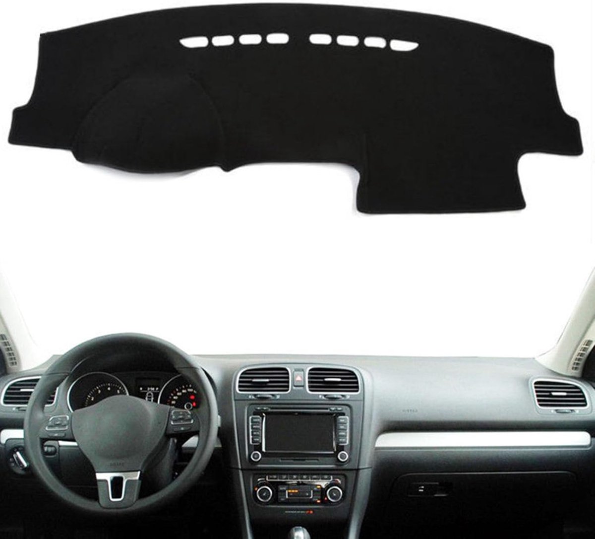 Dashboard Hoezen Voor Volkswagen VW Golf GTI MK6 2010 2011 2012 2013, Auto Dashboard Cover Vermijd Licht Pad Anti-UV, Antislipmatten Cover Dash Mat,Left Hand Drive-Black(Black Edge)