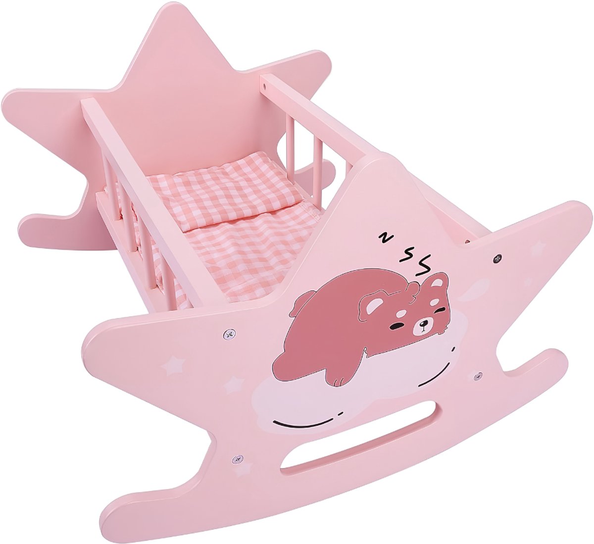 Lìon® Poppenbed - Poppenbedje - Bed voor Poppen - Roze - 40cm x 30cm x 2cm