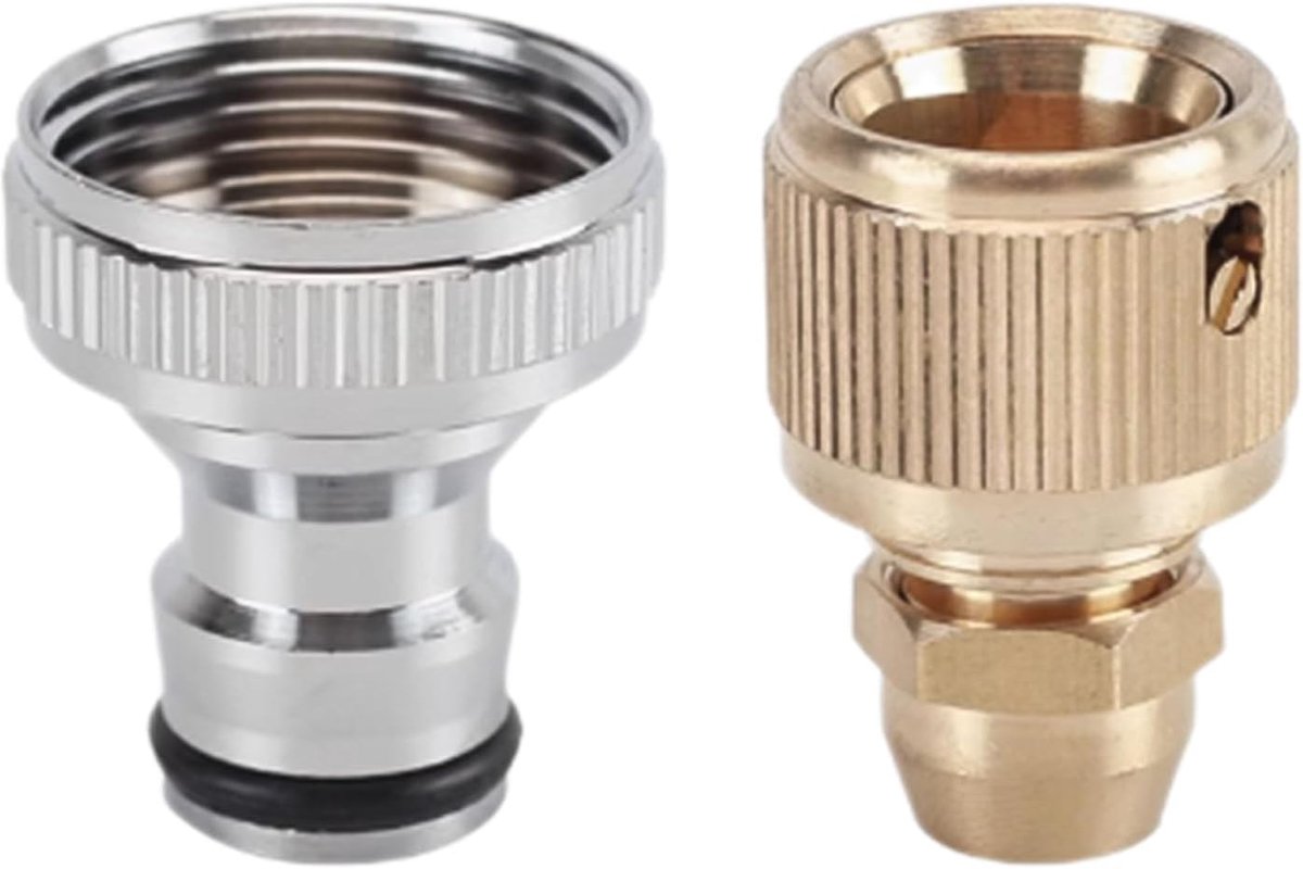 pijpfittingen, vrouwelijke 3/4 inch grove draad met afdichtring + 3/8 inch wateraansluiting, messing snelkoppelingsadapterset voor waterpijp, wasmachine, gerelateerde