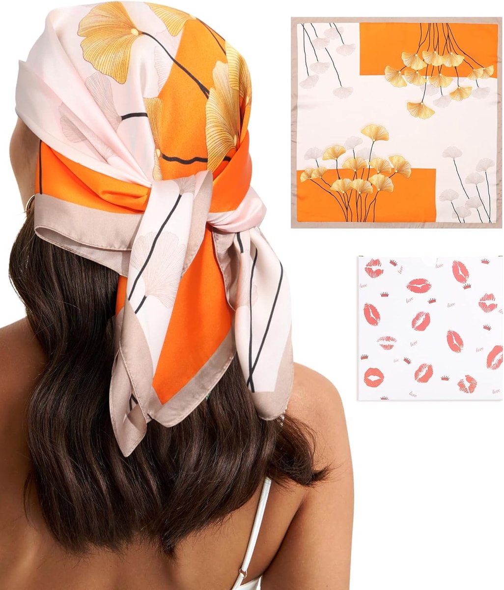 Hoofddoek voor dames, zomer, 68 x 68 cm, zijden bandana, hoofddoek, hoofddoek, hoofddoek, vierkante sjaals voor dames, satijnen haardoek, haaraccessoires