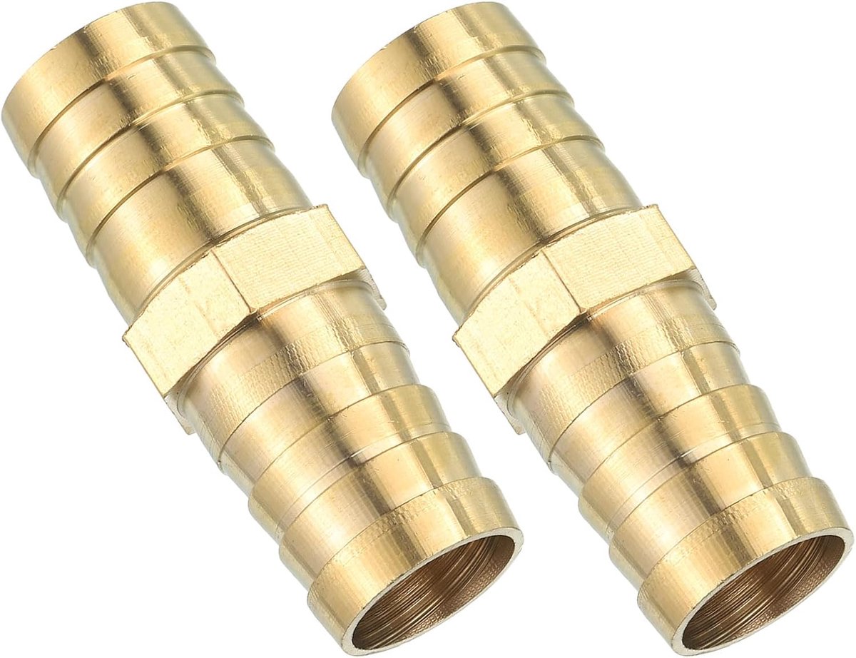 Slangverbinder, 19 mm, messing dubbele nippelkoppeling, 2 stuks slangverbinders, benzineslang, slangkoppelingen, tuinslang voor het verbinden van luchtslangen