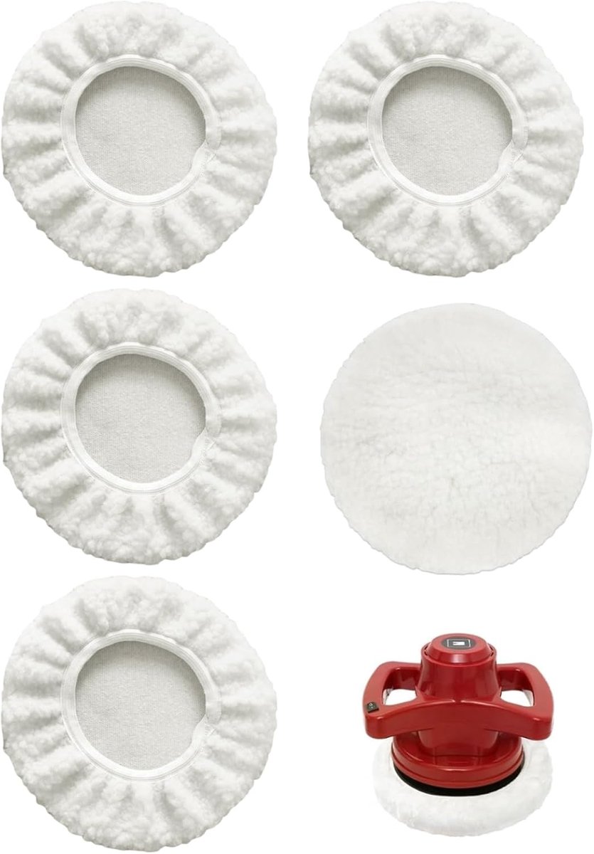 5 stuks lamswol polijstkappen voor Einhell CE-CB 18/254 Li, CC-PO 90 | Accu-autopolijstmachines, voor 220-250 mm polijstmachines, 9-10 inch autopolijstpad voor waxen en polijsten van auto's