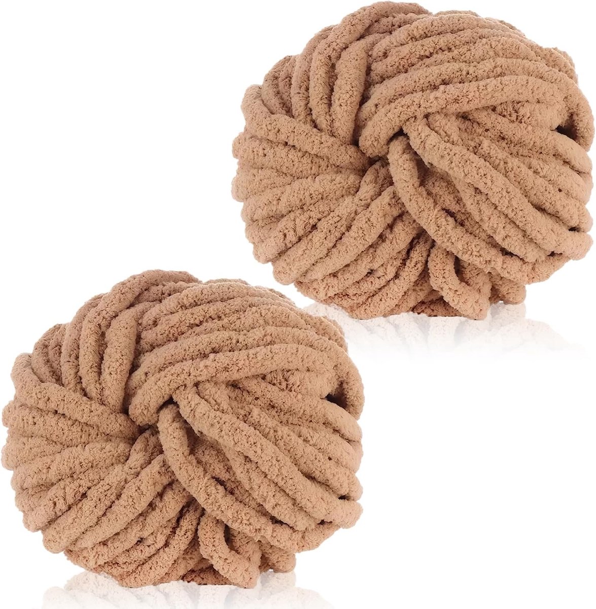 breiwol 250 g × 2, chenille-garen voor haken en breien, grof garen om te haken, dikke wol voor deken, kussen, huisdierbedden, tassen, hoeden, sjaals