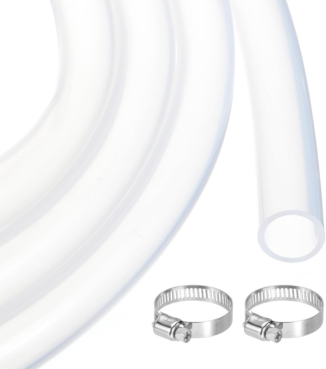 Transparante siliconen slang, 0,9 m, 19 mm x 23 mm, kunststof, flexibel, voor bierproductie, wijn, sifonpomp, 3/4 inch ID met 2 klemmen