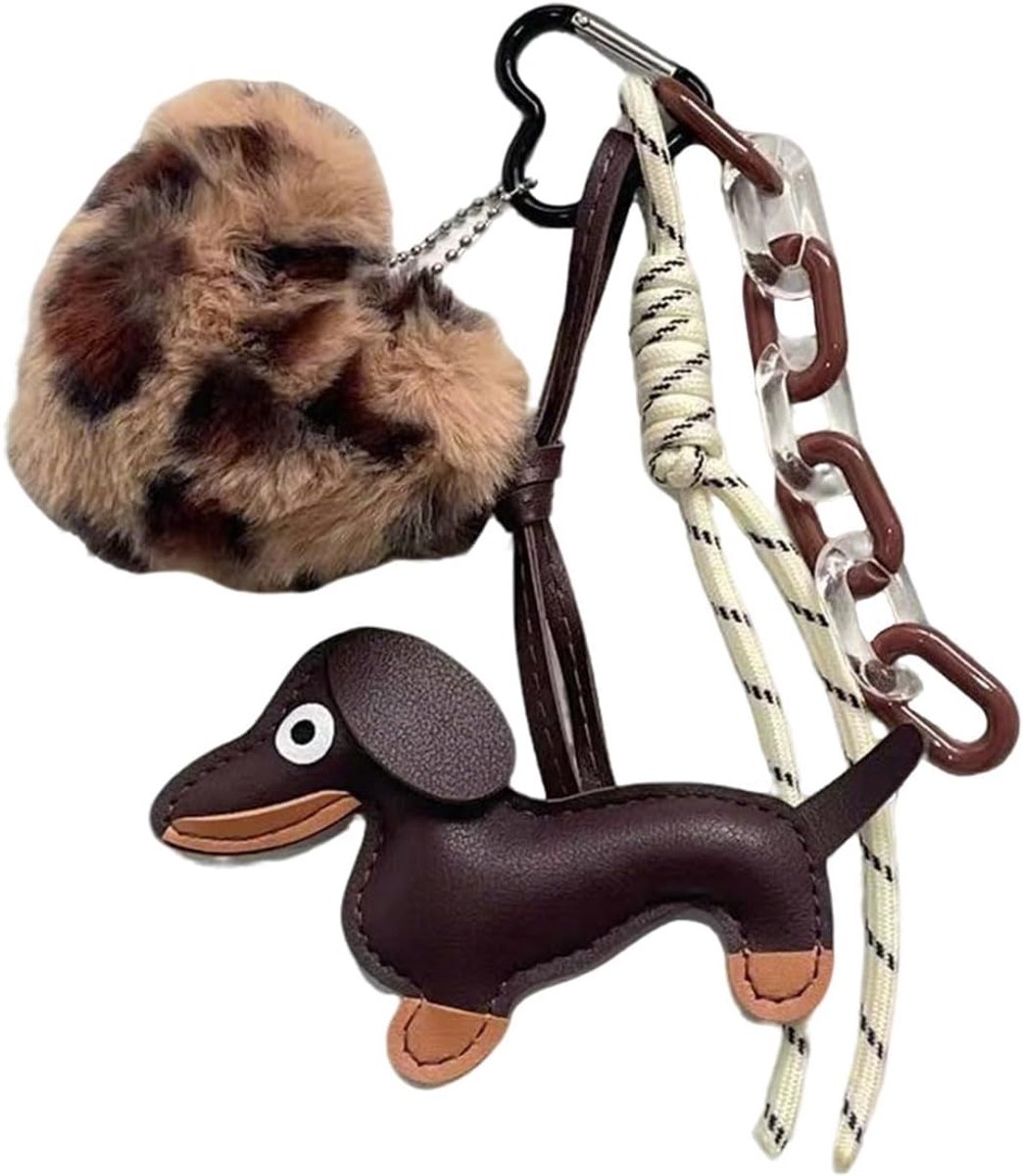handtassen luipaardpatroon accessoires tas hanger voor vrouwen volwassenen dames tassen charm schooltas rugzak sporttas schattige teckel sleutelhanger verjaardagscadeau