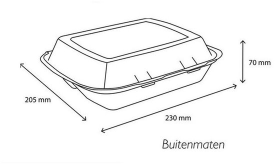 Bruine suikerriet menubox met 3 vakken. Buitenmaten: 230 mm x 205 mm x 70 mm.