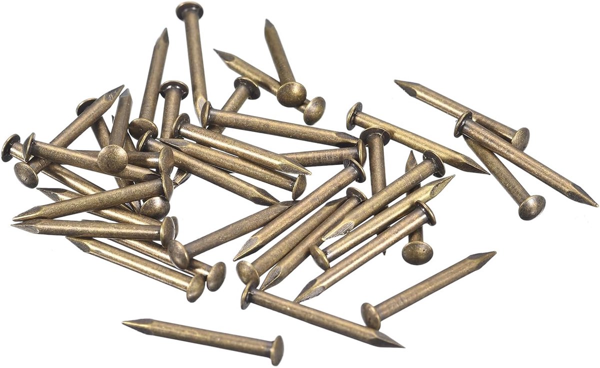70 stuks kleine kleine spijkers, 2 x 20 mm (DxL), kleine messing nagels, hardware, ronde kop, messing, nagel voor hout, doe-het-zelfprojecten, decoratieve dozen, huishouden, brons