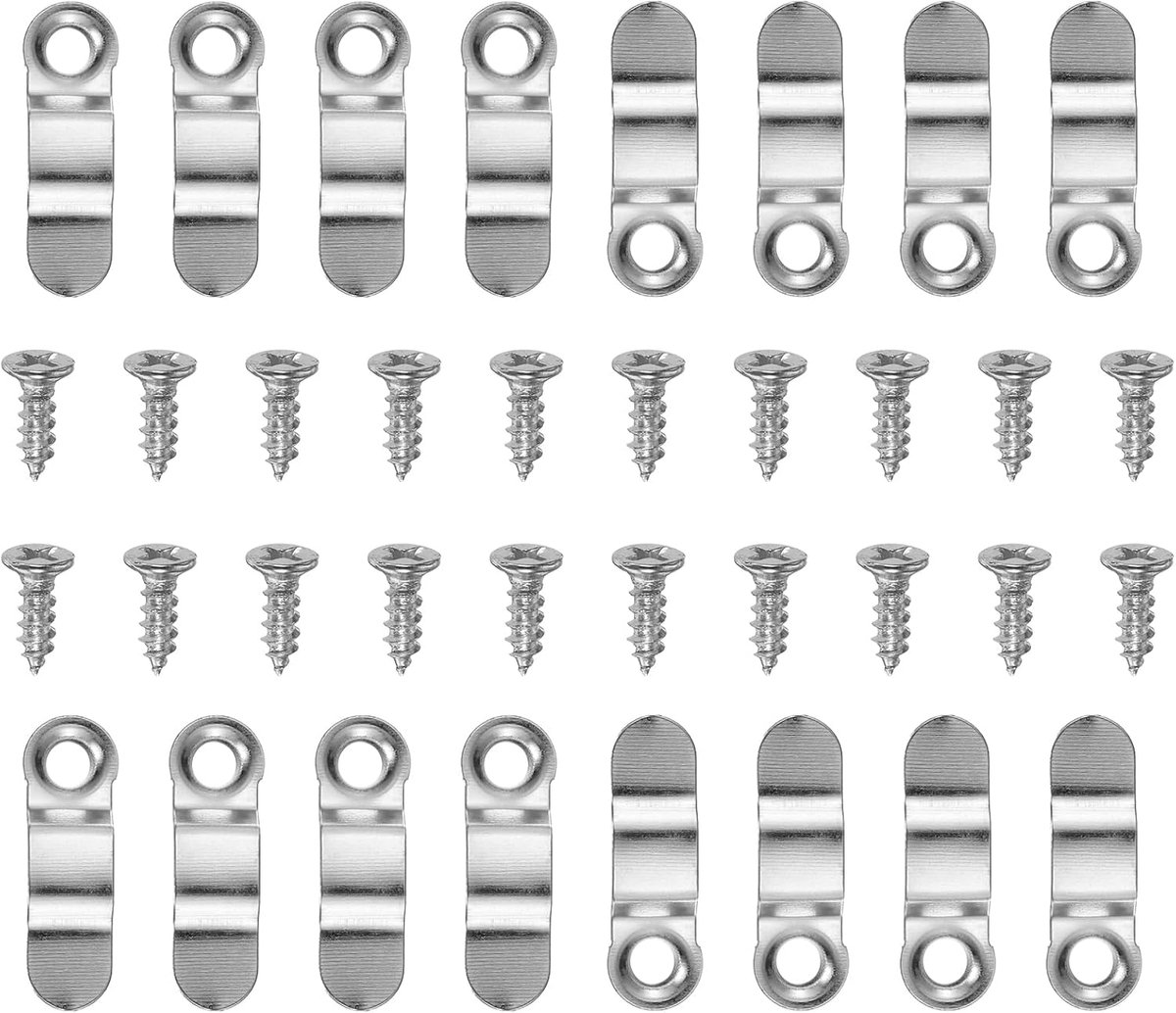 100 stuks clips voor hardware voor fotolijsten met 100 stuks schroeven draaiknop sluitingen fotohouder frame clip voor het ophangen van foto's tekeningen, zilver