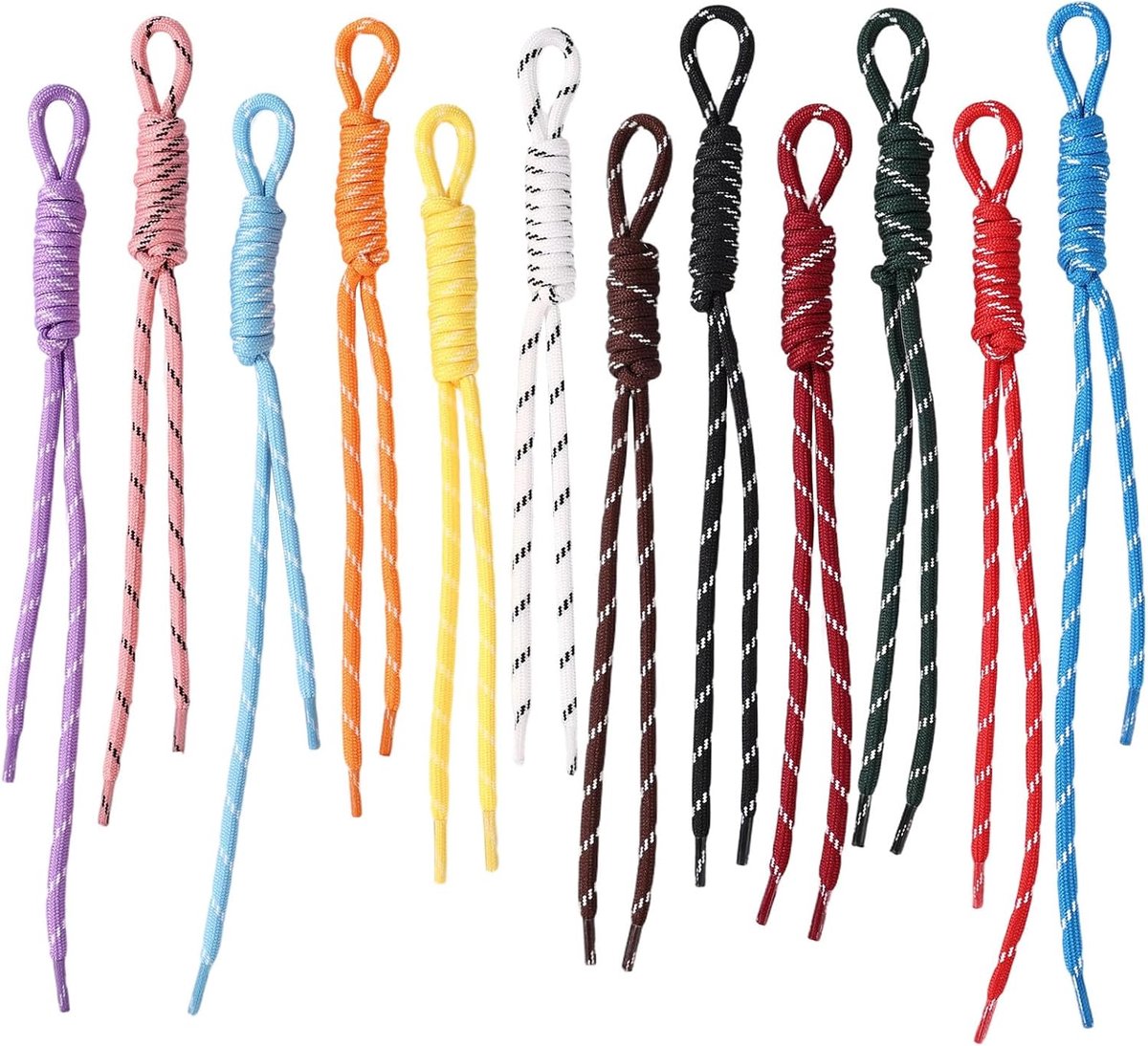 12st Paracord Sleutelhangers, 25cm Gevlochten Nylon Touw als Tashangers voor Het Decoreren van Handtassen Rugzakken en Accessoires (Veelkleurig)
