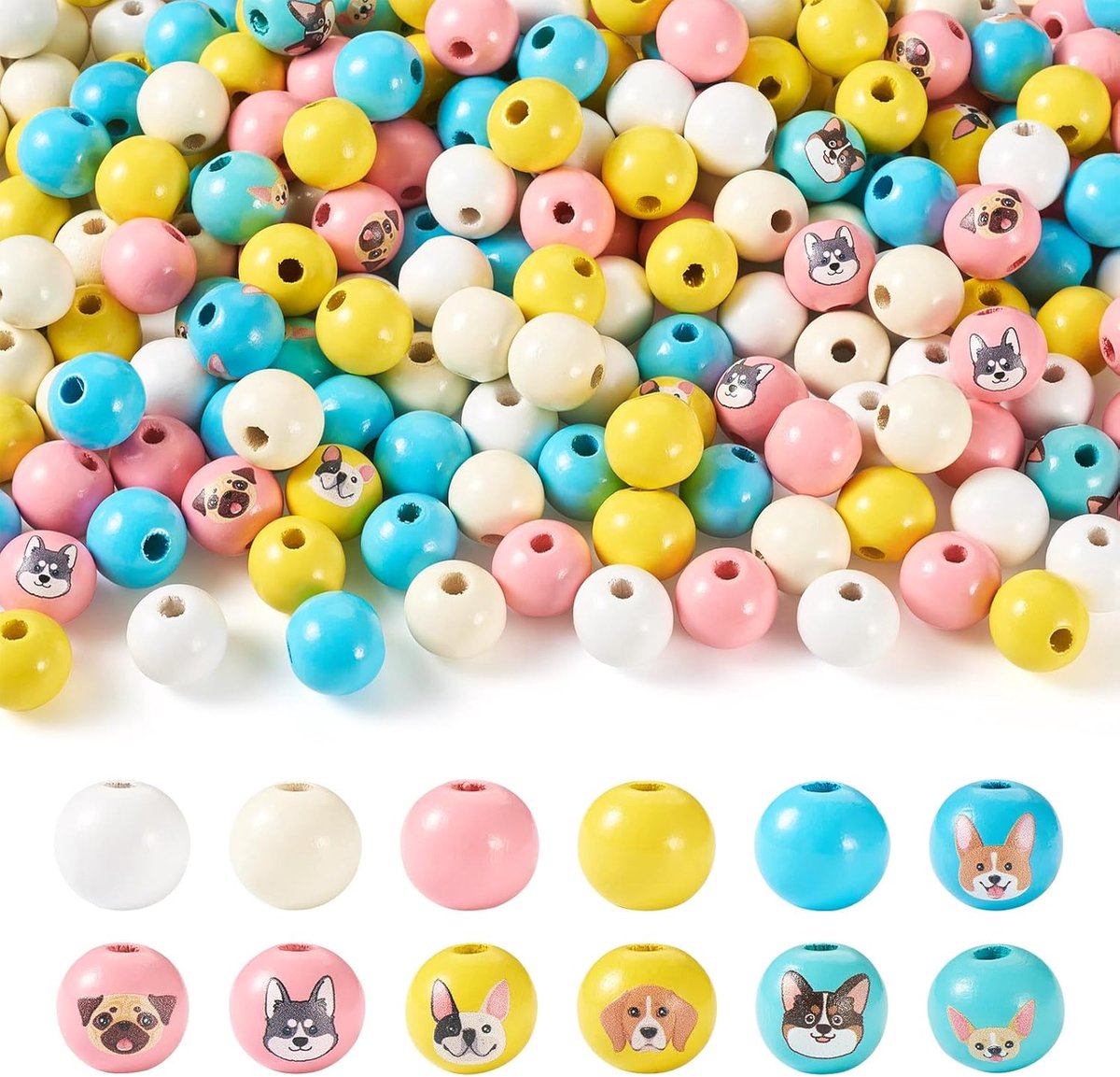 Kralen hond puppy gumball kralen 16 mm Europese houten decoratieve kralen voor ketting armband oorbel sleutelhanger sieraden maken