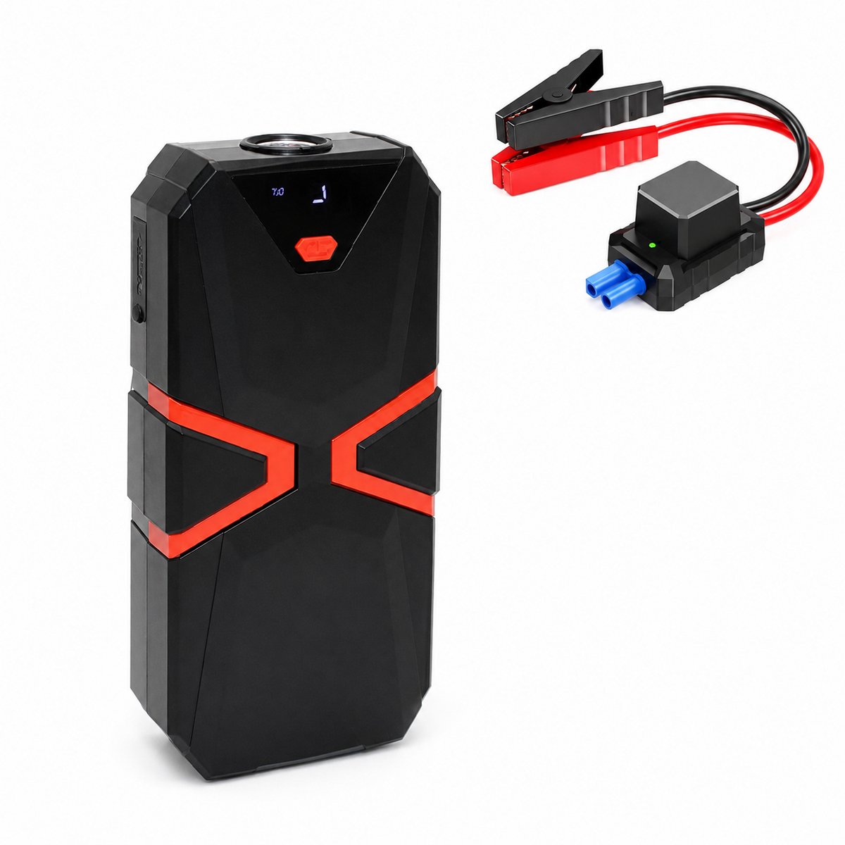 Auto startbooster 12 V met slimme veiligheidsklemmen en ledlamp