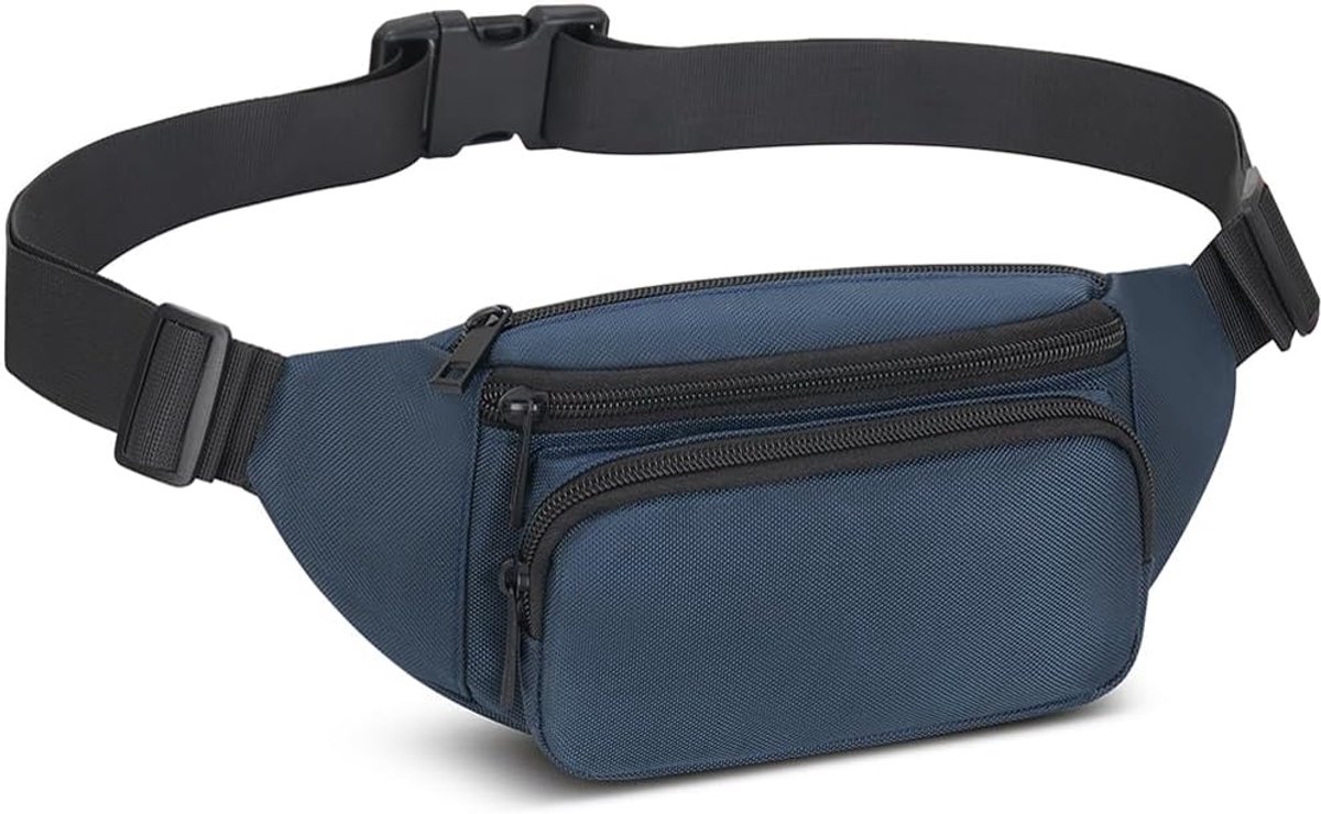 sport, hardlopen, outdoor, fanny pack bag voor heren en dames, modieuze heuptas van nylon met snel verstelbare riem voor hardlopen, fietsen, wandelen, kamperen, Blauw, 33 cm x 6.5 cm x 14 cm