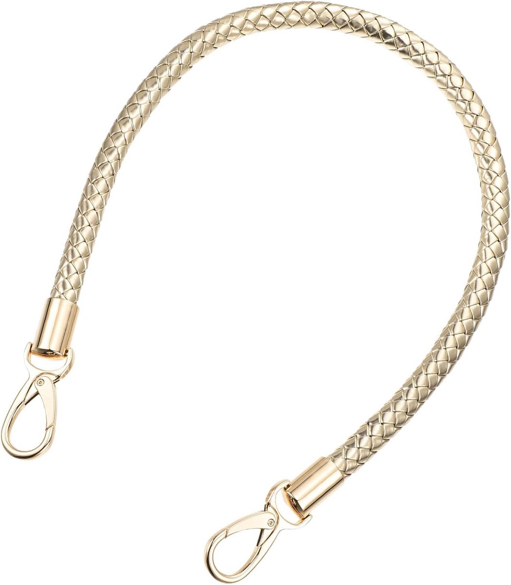 Handgrepen, tashandgrepen voor haaktassen, 60 cm, korte tasriem, PU vervangende handgrepen, leren riem voor tassen, handtassen (lichtgouden riem + gouden sluiting)