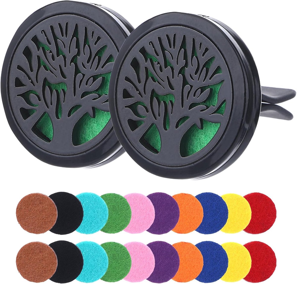 2 stuks auto-aromatherapie, auto-diffuser voor etherische oliën, auto-geur, etherische oliediffuser, luchtverfrisser auto luchtverfrisser, autogeur met 20 stuks navulpads voor auto en andere