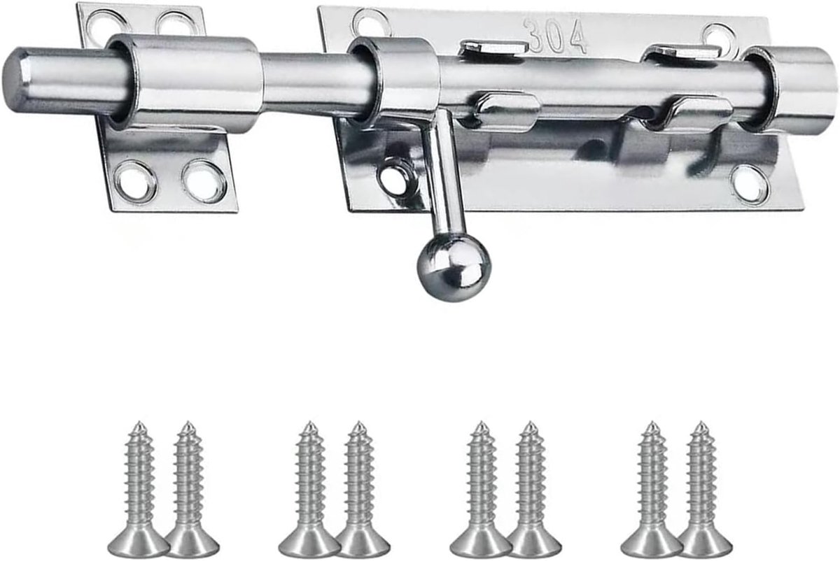5 Inch Heavy Duty Sliding Bolt Lock - 304 RVS deurslot bout met hangslot gat voor externe deuren, poorten en schuren