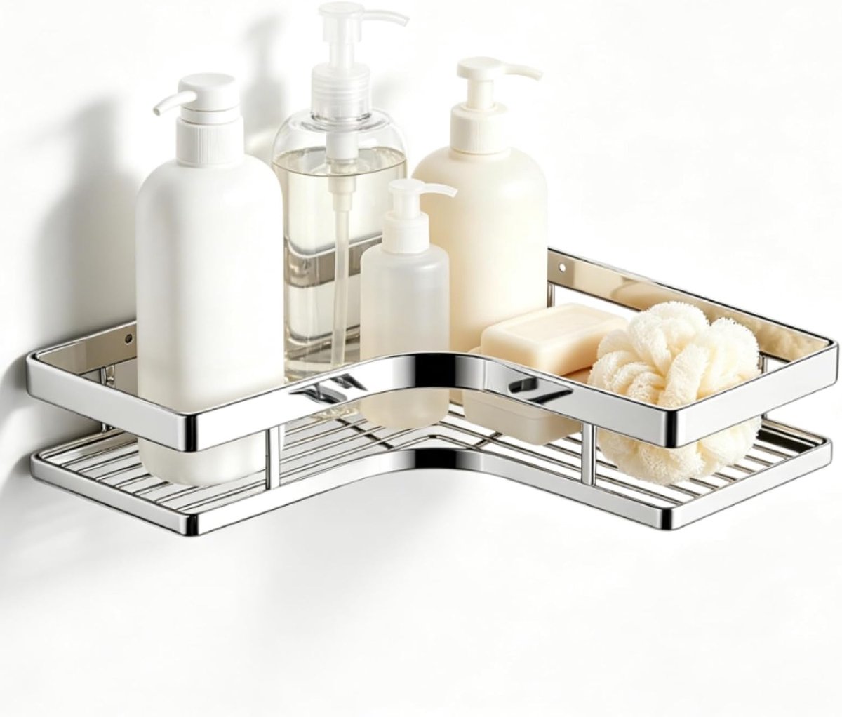Douche Caddy, Rvs Opbergrek Zelfklevende Douche Organisatoren Geen Boren Badkamer Plank voor Thuis Bathrocom