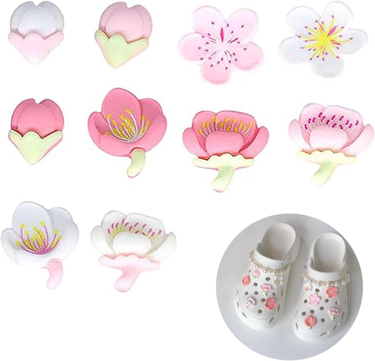 Bedels, stekers, accessoires, schoenbedels, broches, bloemen, schoenstekers, cartoon-decoratie, schattige bloem Sakura, meisjes doe-het-zelf decoratie schoenhanger