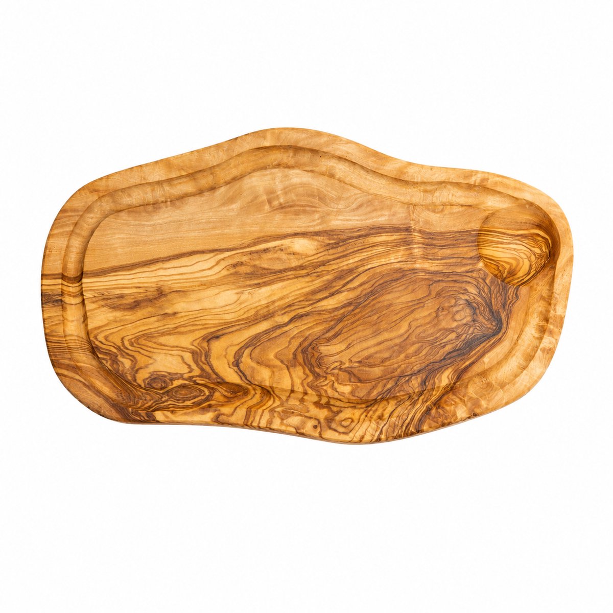 Ovale Borrelplank met Sapgeul – Geolied Olijfhout – Snijplank en Serveerplank – ca. 30 x 12 cm