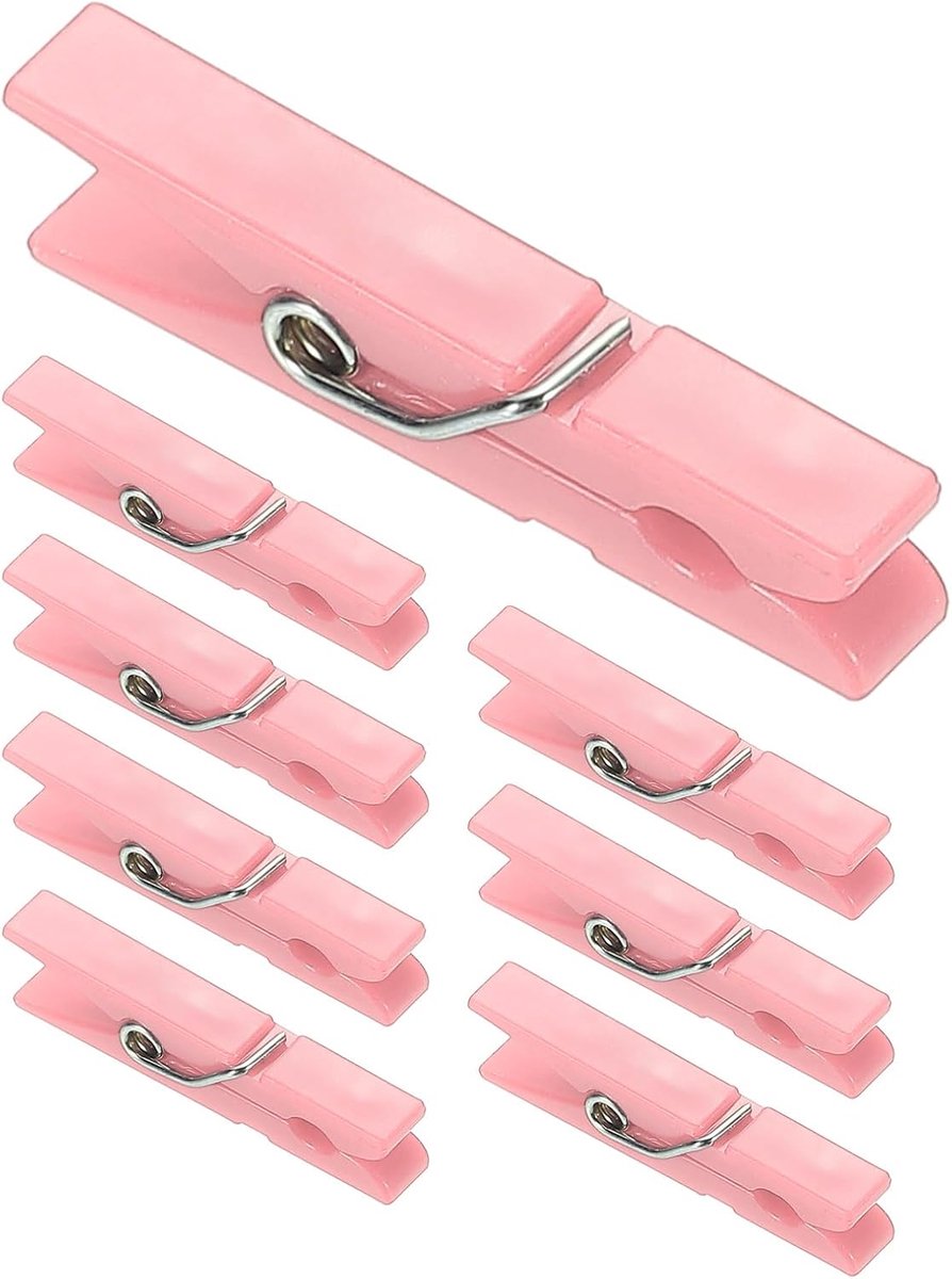 Wasknijpers, 100 stuks mini kleurrijke plastic kledingclips, sterke grip fotoclips voor foto's, hangende kleding, decoratieve ambachten, roze