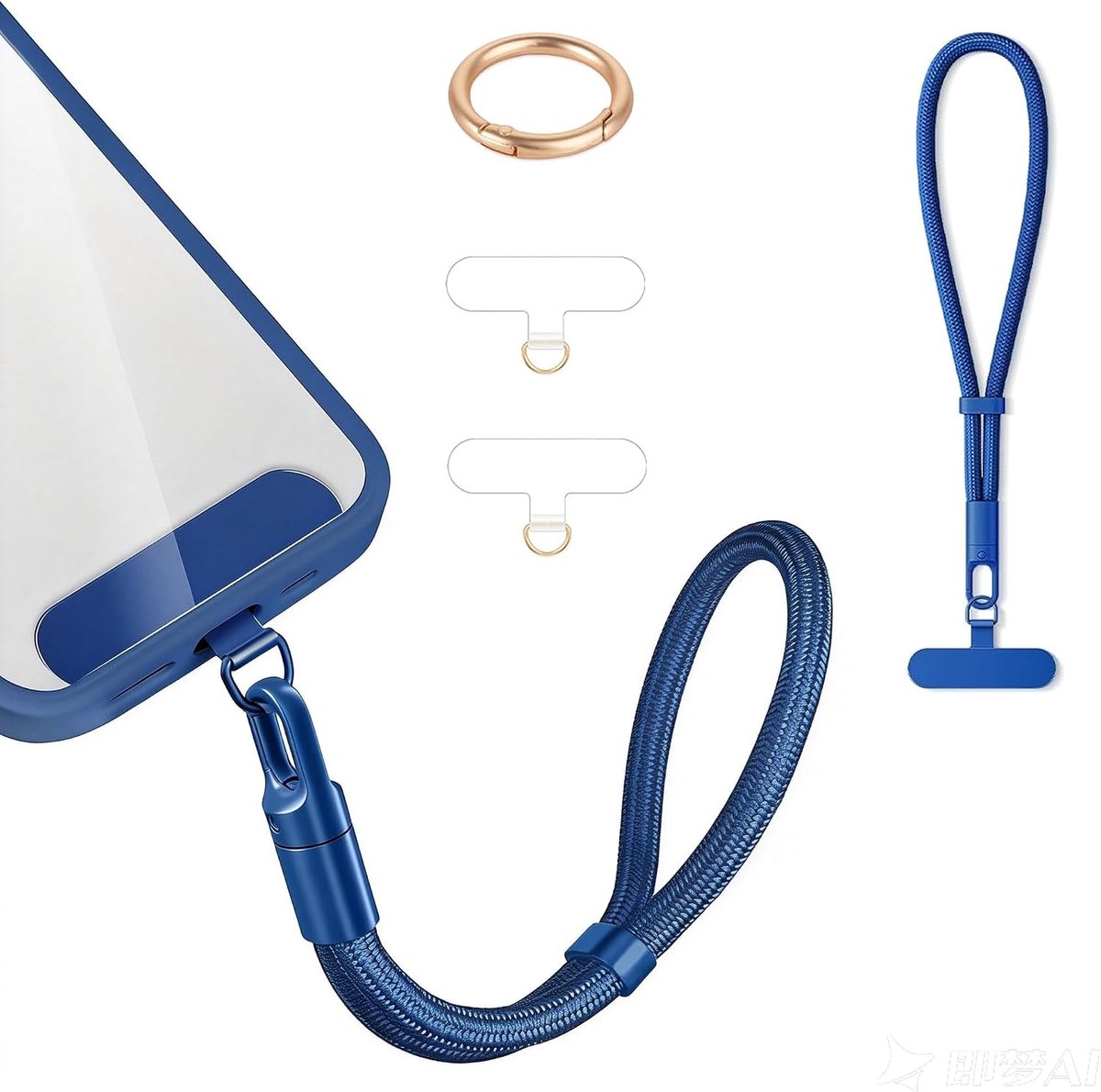 verstelbare polsband, armband met 3 patches, universeel, alle telefoonhoesjes voor iPhone 16 Pro, hanger, sleutelhanger, USB-stick, portemonnee