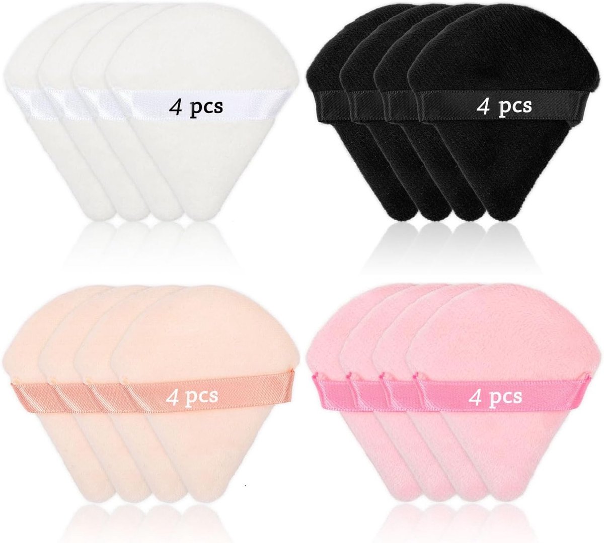 16 stuks poederpads, driehoekige make-up-poef, katoen, wasbaar, body poeder voor losse poeder, body cosmetica, foundation, spons, make-up tool