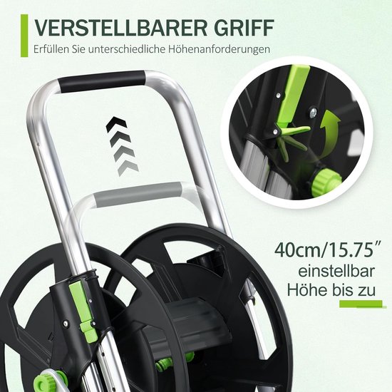 eenvoudig te monteren trolley met tot 40 m slangopslagcapaciteit, robuust metalen frame met solide wielen voor tuin en erf — afbeelding 3