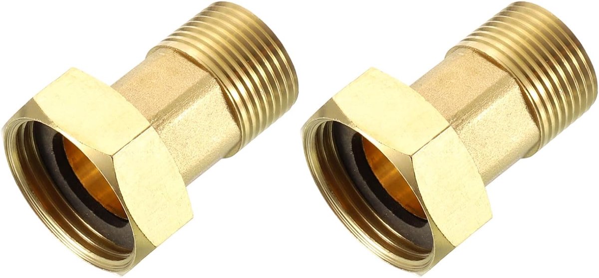 2 stuks messing watermeter buisfitting, G3/4" mannelijk x G1" vrouwelijk schroefdraad messing zeskantnippel connector met afdichtring voor watermeter koppeling vervanging reparatie