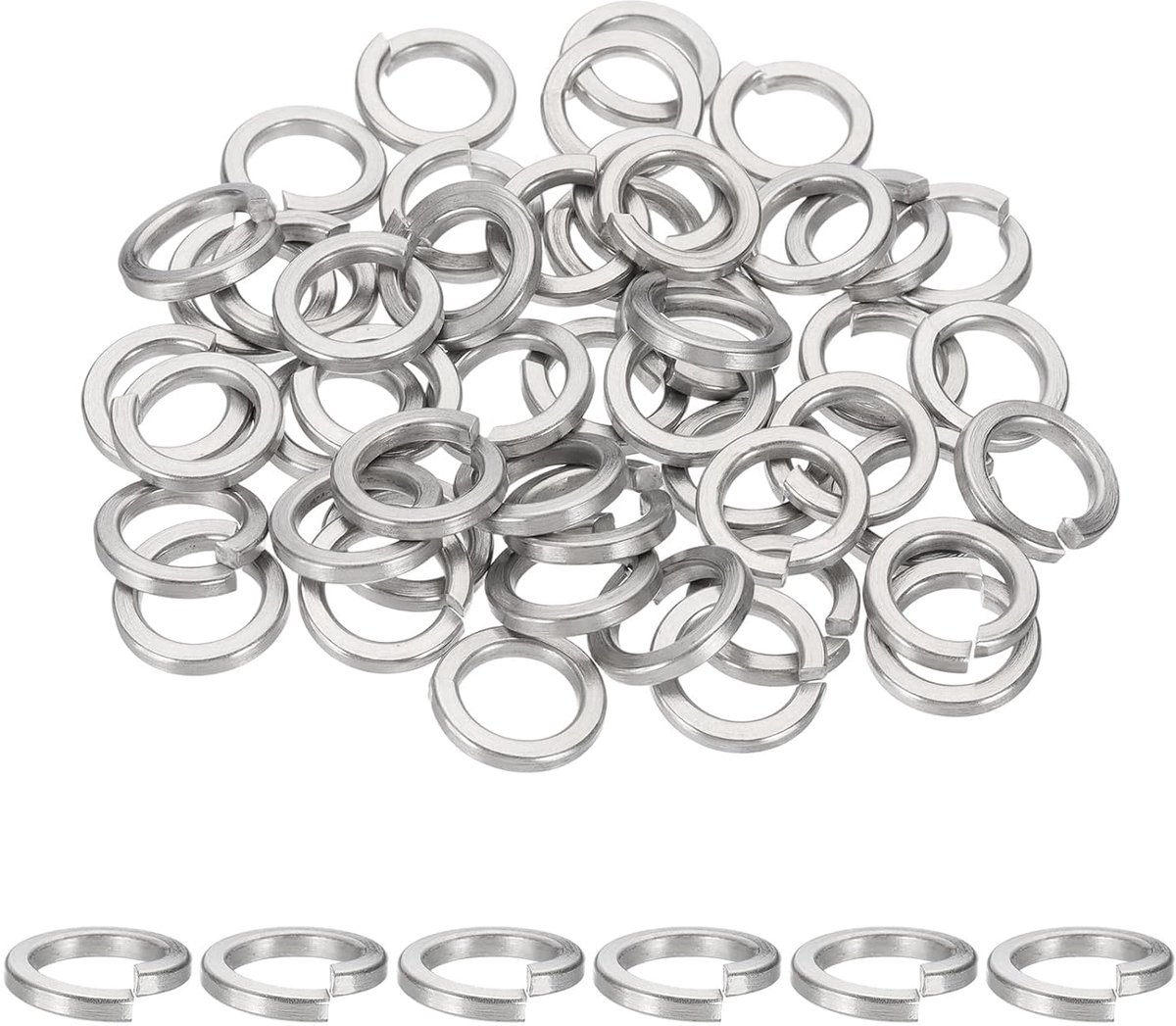 M10 veerring 304 roestvrij staal spanschijf voor schroeven bouten auto's bouwmachines zilver verpakking met 50 stuks