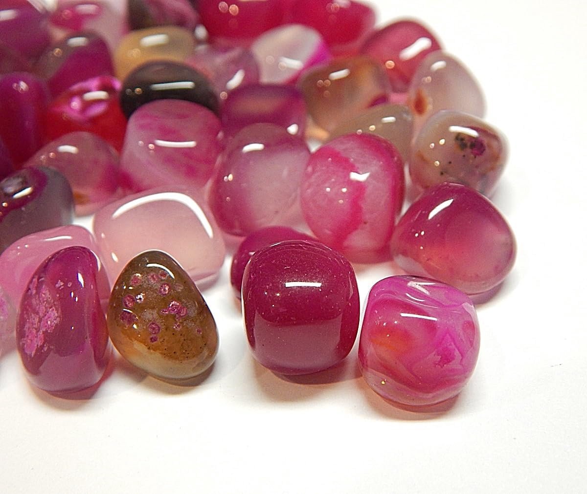 Agaat, halfedelstenen, 150 stuks, 9 mm ~ 15 mm, trommelstenen, natuursteen, halfedelsteen voor decoratie, meditatie, chakra (roze)