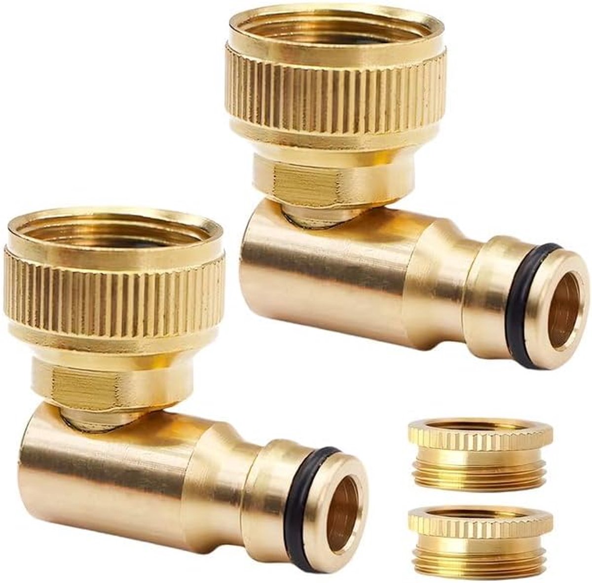 2 stuks messing kraanaansluiting 1/2 inch en 3/4 inch (3/4 inch), draaibare slangaansluiting 360 graden, buitendraad, slangkoppeling voor tuinslangen, irrigatieapparaten, kranen