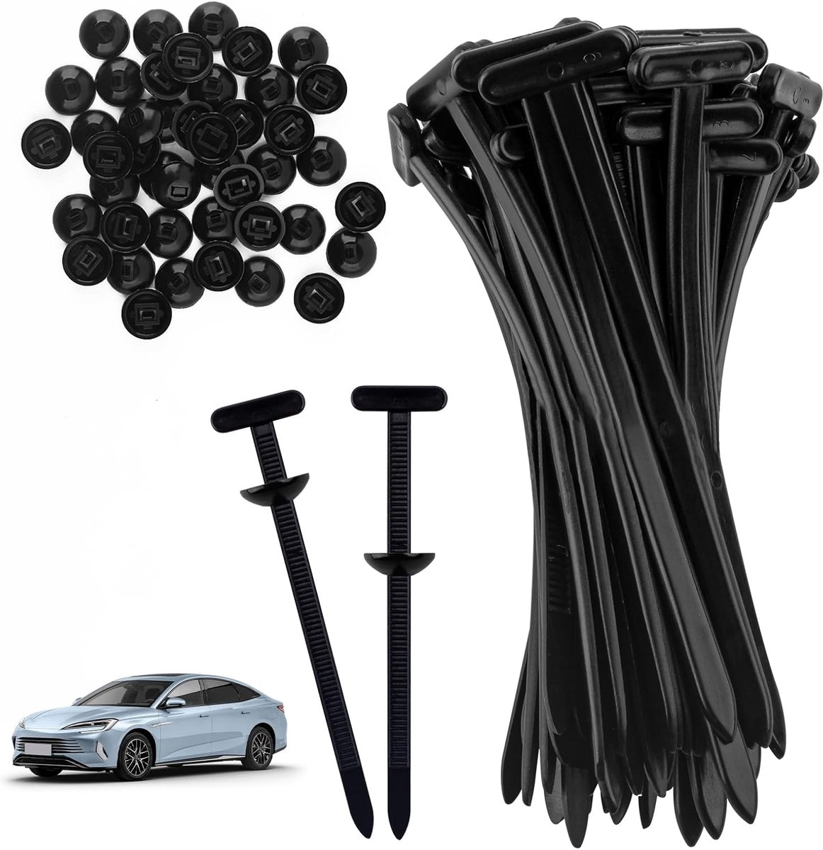 Kabelbinders van nylon, professionele kabelbinders voor dagelijkse bevestiging van de carrosserie, robuust en zelfblokkerend, uv-bestendig, 94 mm x 20 mm