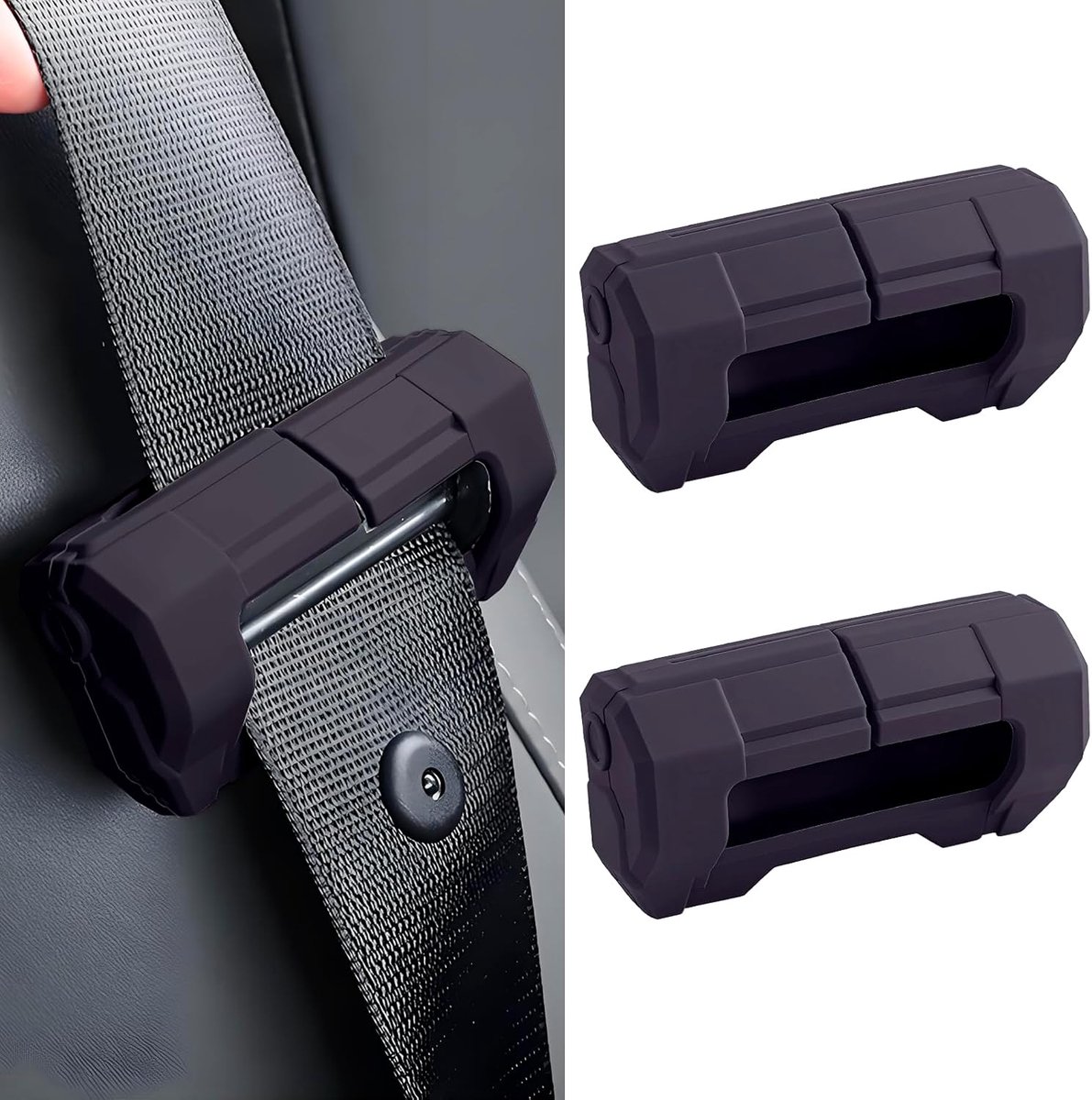 2 stuks autoveiligheidsgordel-gespafdekkingen, krasbestendige siliconen veiligheidsgordelclips voor bestelwagen, vrachtwagen, SUV, beschermhoes tegen slijtage, robuuste autoaccessoires (paars)
